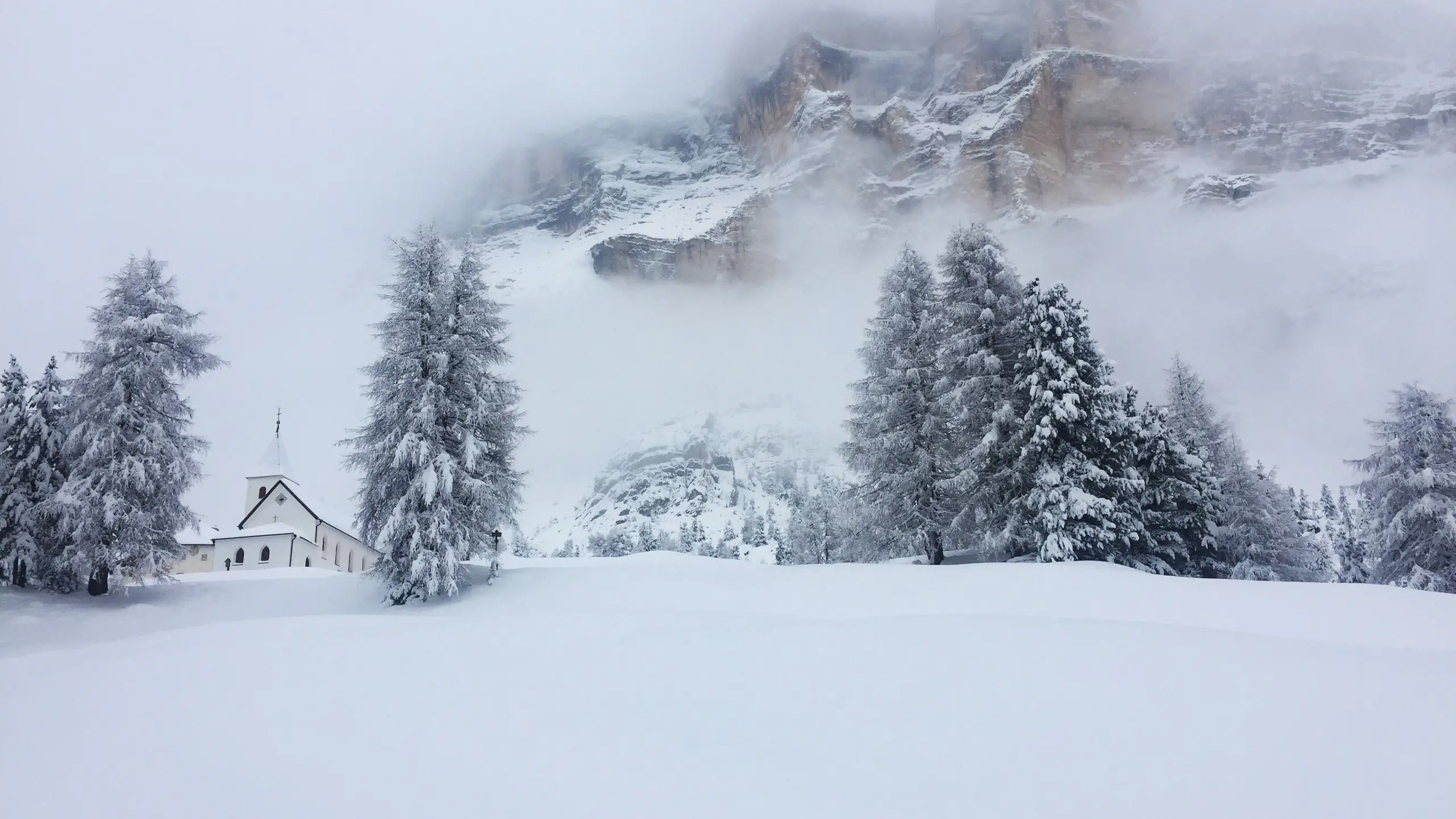 Fresh snow in La Crusc in Val Badia